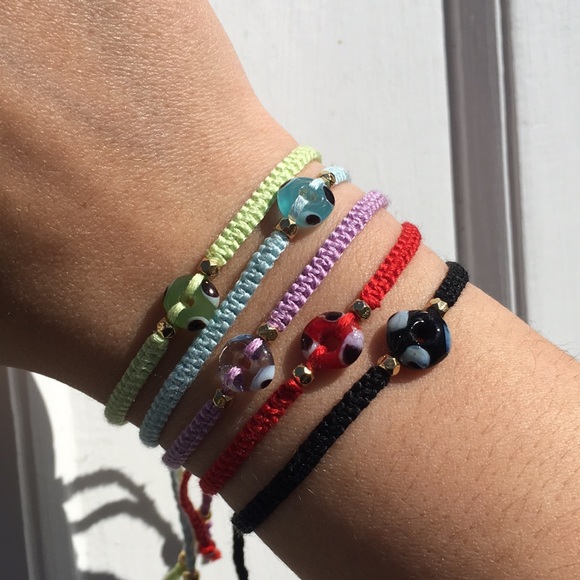 Handmade Glass Evil Eye Adjustable Bracelet 🧿 - Picture 7 of 13
